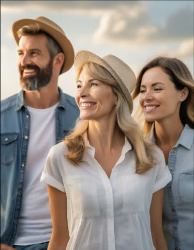 Photo de trois personnes souriantes